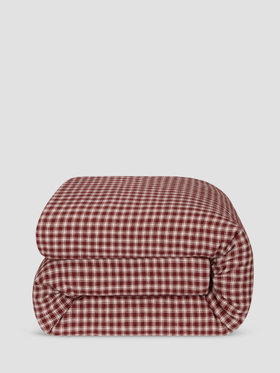 Rhubarb Heritage Gingham 100% Linen Duvet Cover