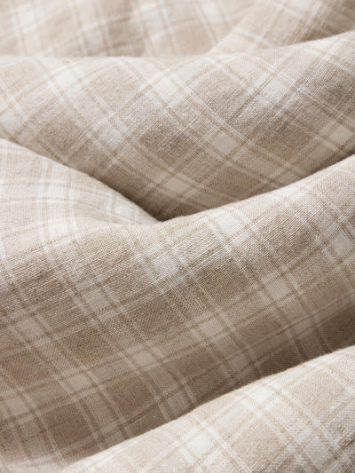 Oatmeal Heritage Gingham Linen Fabric Swatch
