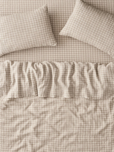 Oatmeal Heritage Gingham 100% Linen Duvet Cover