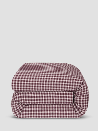 Berry Heritage Gingham 100% Linen Duvet Cover