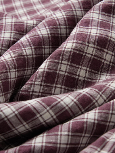 Berry Heritage Gingham 100% Linen bedding detail