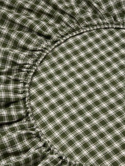 Fern Green Heritage Gingham 100% Linen Fitted Sheet - alternate image