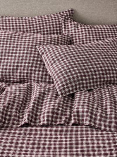 Berry Heritage Gingham 100% Linen Pillowcases (Pair)
