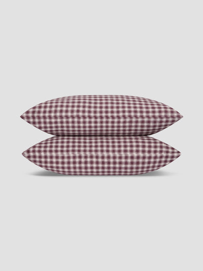 Berry Heritage Gingham 100% Linen Pillowcases (Pair) - alternate image
