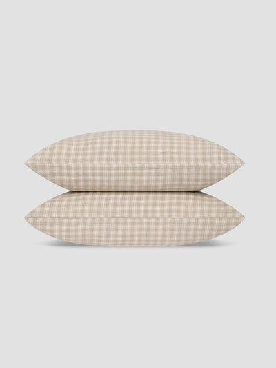 Oatmeal Heritage Gingham 100% Linen Pillowcases (Pair) - alternate image
