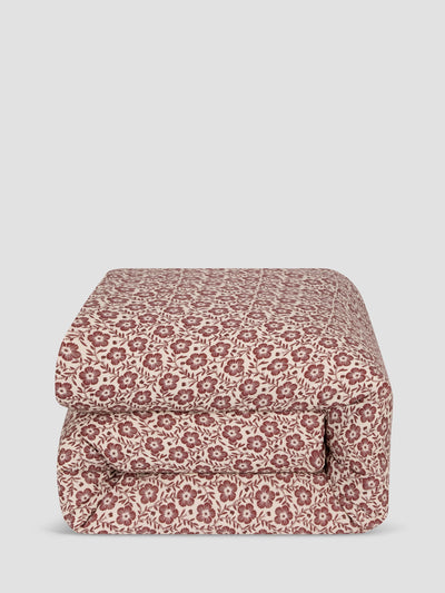 Rhubarb Folk Floral Linen Blend Duvet Cover
