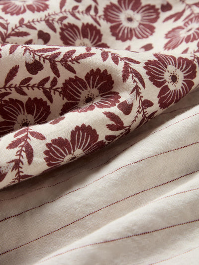 Rhubarb Folk Floral Linen Blend Bedding detail