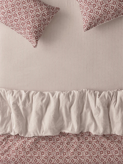 Rhubarb Folk Stripe Linen Blend Fitted Sheet