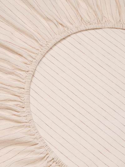 Rhubarb Folk Stripe Linen Blend Fitted Sheet - alternate image