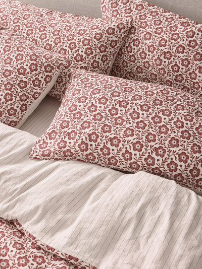 Rhubarb Folk Floral Linen Blend Pillowcases (Pair)