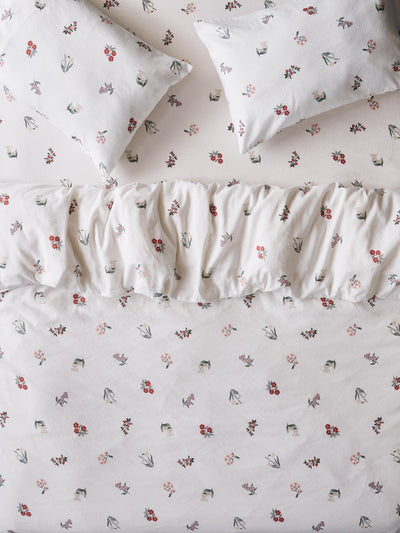 White Woodland Floral Linen Blend Duvet Cover