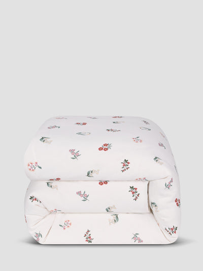 White Woodland Floral Linen Blend Duvet Cover - alternate image