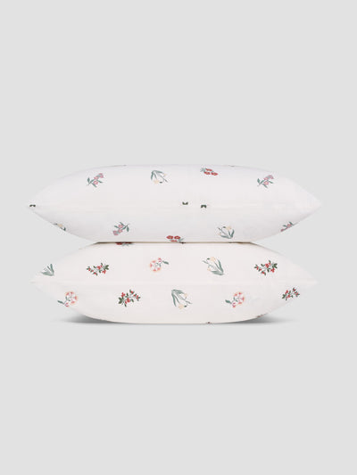 White Woodland Floral Linen Blend Pillowcases (Pair) - alternate image