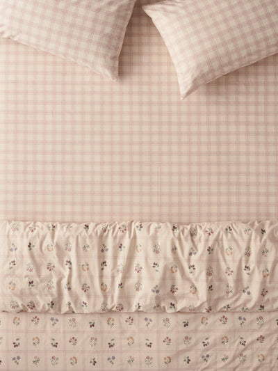 Mindful Cream Hedgerow Check Cotton Fitted Sheet