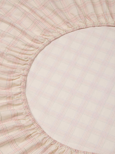 Mindful Cream Hedgerow Check Cotton Fitted Sheet - alternate image