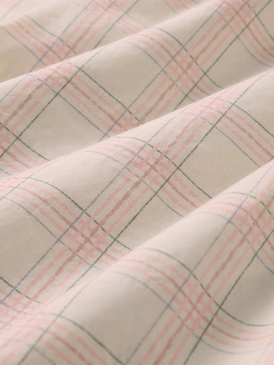 Hedgerow Check Mindful Cream Cotton Fabric Swatch
