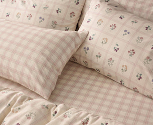 Mindful Cream Hedgerow Check Cotton Pillowcases (Pair)
