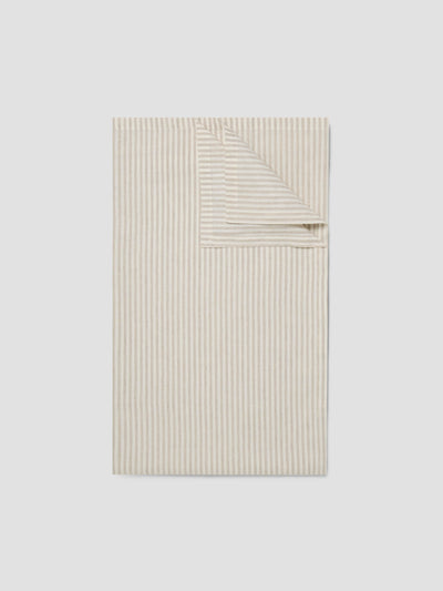 Oatmeal Stripe Linen Blend Tablecloth - alternate image