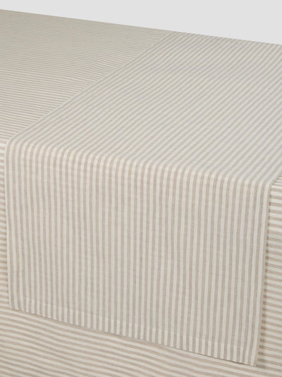 Oatmeal Stripe Linen Blend Table Runner - alternate image
