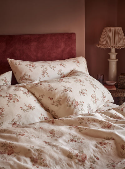 Dusty Pink Heirloom Rose Linen Blend Pillowcases (Pair)