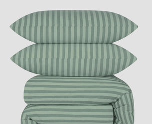 Pine Green Pembroke Stripe Cotton Duvet Set
