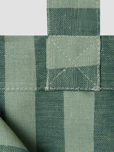 Pine Green Pembroke Stripe Linen Blend Tote Bag