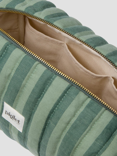 Pine Green Pembroke Stripe Linen Blend Wash Bag