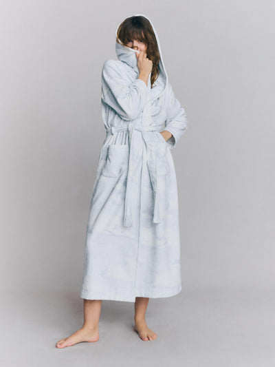Model wearing Cloud Print Robe