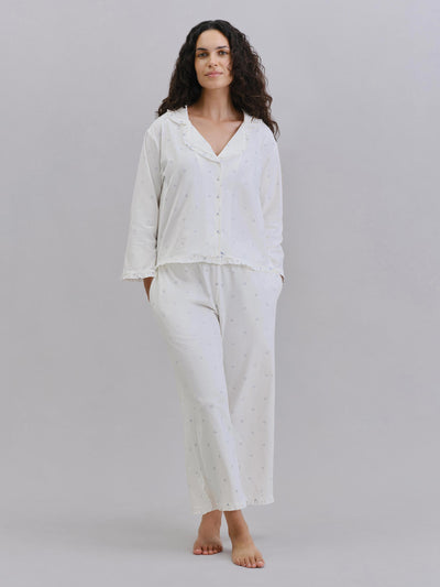 Martha Floral Frill Cotton Cropped Trouser Set