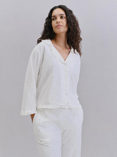 Martha Floral Frill Cotton Cropped Trouser Set