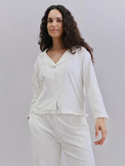 Martha Floral Frill Cotton Cropped Trouser Set