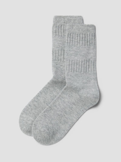 Soft Grey Merino Wool Ribbed Socks