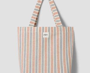 Warm Clay Somerley Stripe Linen Blend Tote Bag