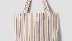 Warm Clay Somerley Stripe Linen Blend Tote Bag
