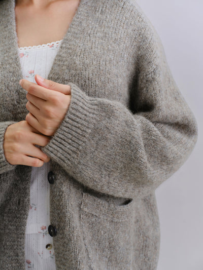Soft Grey Cosy V-Neck Cardigan
