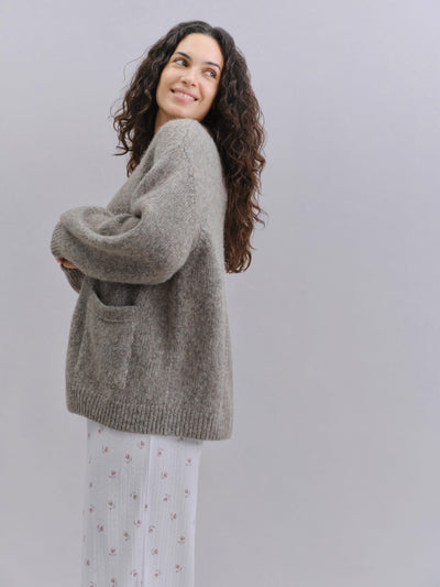 Soft Grey Cosy V-Neck Cardigan