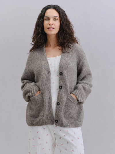 Soft Grey Cosy V-Neck Cardigan