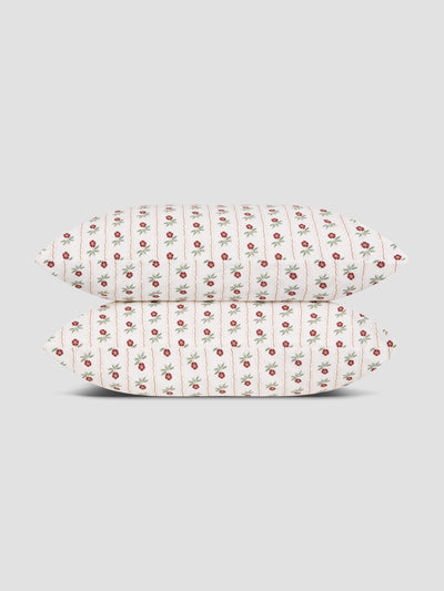 White Woodland Stripe Cotton Pillowcases (Pair) - alternate image