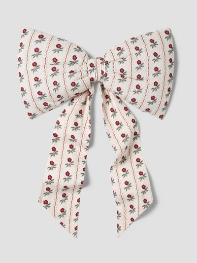 White Woodland Stripe Linen Blend Large Bow