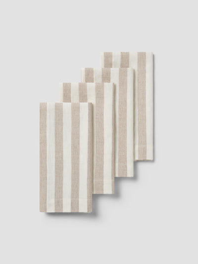 Oatmeal Pembroke Stripe Linen Blend Napkins Set of 4