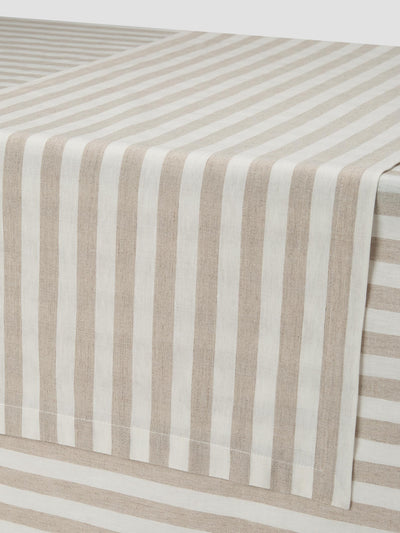 Oatmeal Pembroke Stripe Linen Blend Table Runner