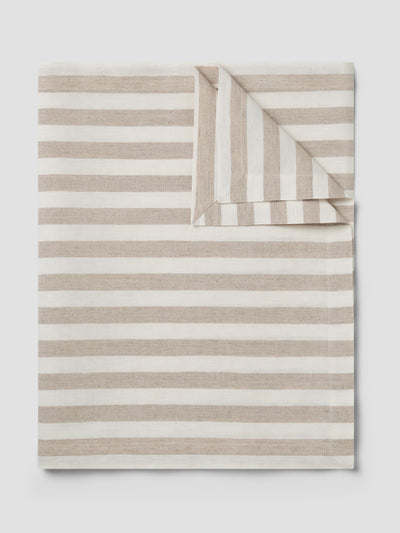 Oatmeal Pembroke Stripe Linen Blend Table Runner
