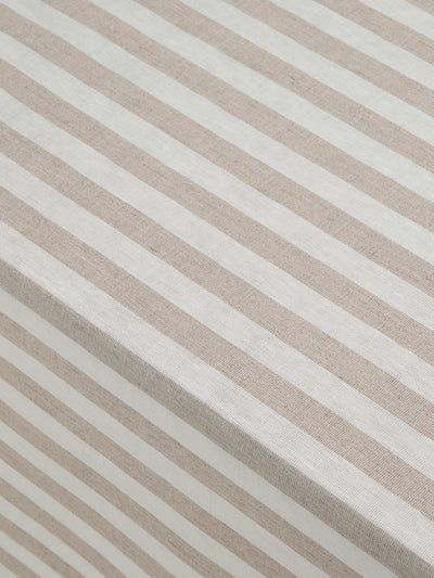 Oatmeal Pembroke Stripe Linen Blend Tablecloth detail