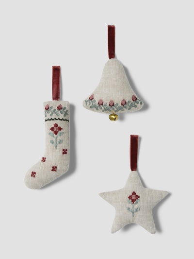 Oatmeal Cross Stitch Tapestry Baubles Star Set of 3