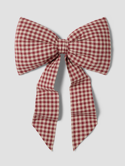 Rhubarb Gingham Linen Blend Large Bow