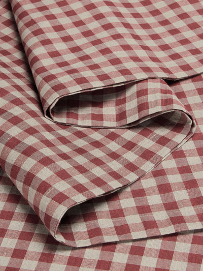 Rhubarb Gingham Linen Blend Table Runner