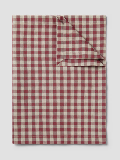 Rhubarb Gingham Linen Blend Table Runner