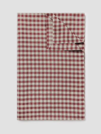 Rhubarb Gingham Linen Blend Tablecloth - alternate image