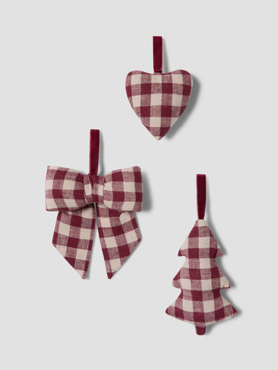 Rhubarb Gingham Baubles Bow Set of 3