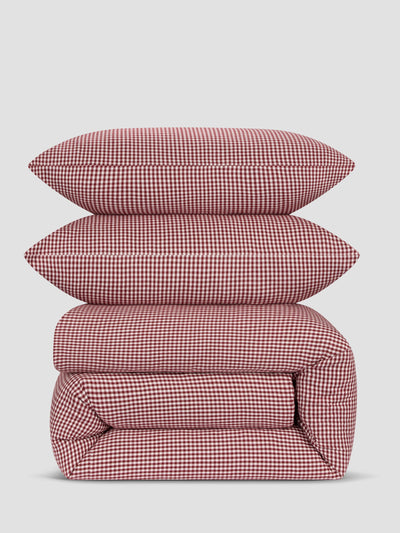 Rhubarb Gingham Brushed Cotton Duvet Set